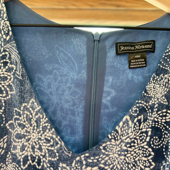 Blue Floral Plus Size Dress - Picture 4 of 5